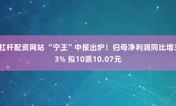 杠杆配资网站 “宁王”中报出炉！归母净利润同比增33% 拟10派10.07元